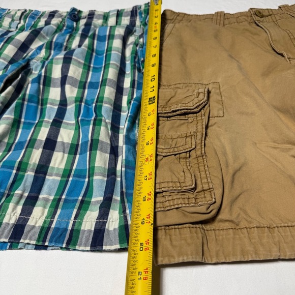 Lot of 2 Aeropostale A87 Shorts Beige Cargo & Blue Plaid Y2K Style Men's Size 29 - Picture 5 of 10